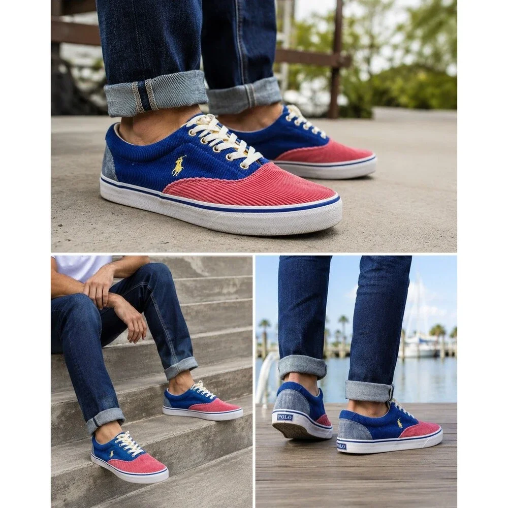 Polo Ralph Lauren Shoes KEATON-pony Men’s Size 10.5 Multicolor Corduroy Sneaker